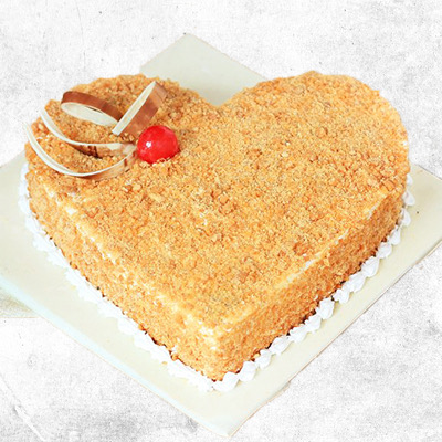 Heart Shape Butterscotch Cake- 1kg, Heart Shape Butterscotch Cake