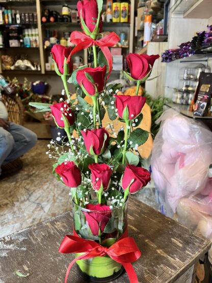 Glass Vase Red Rose Arrangement