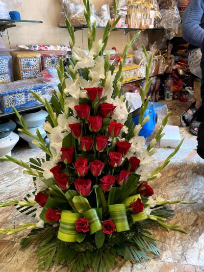 White n Red Basket Arrangement