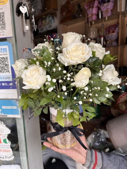 White Roses Glass Arrangement