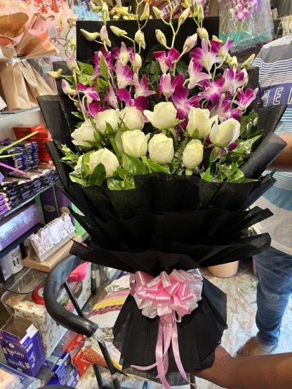 Orchids N White Roses