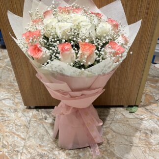 Pink & White Roses Bouquet