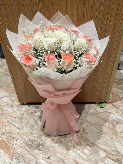 Pink & White Roses Bouquet