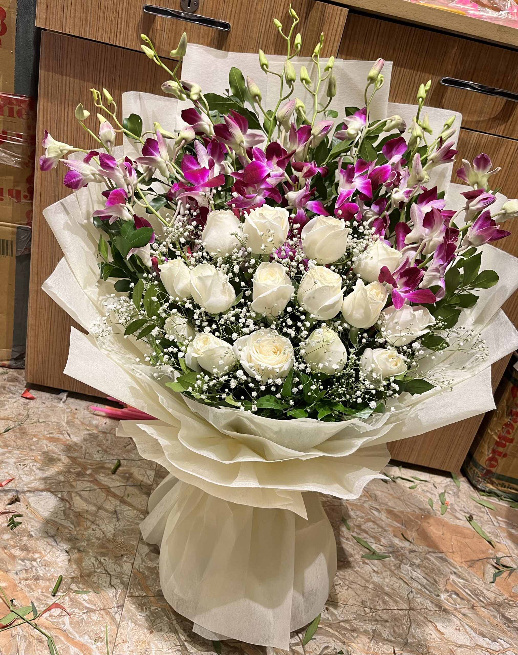 Beautiful Orchids Roses Bouquet