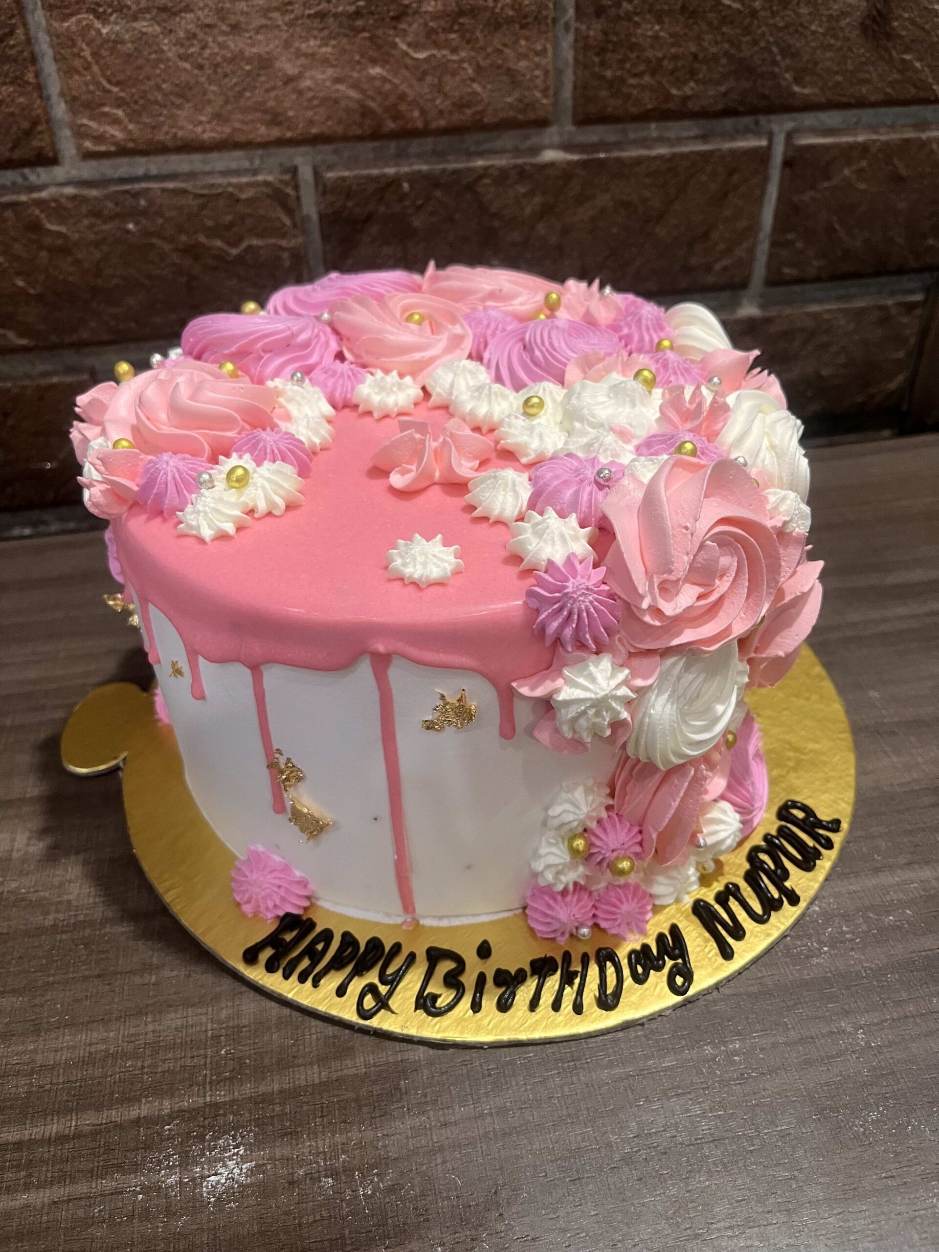 Pastel Pink & Grey Floral Cake | Fieldnotes Birthday Cake Delivery