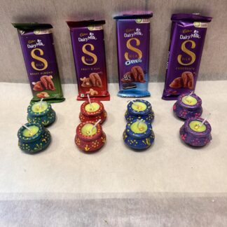 4 Silk Chocolates & 8 Diyas