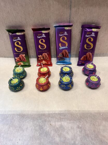 4 Silk Chocolates & 8 Diyas