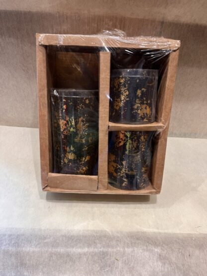 Black Golden Pillar Candle Gift Set