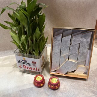 Good-Luck plant-Kaju katli-Diya