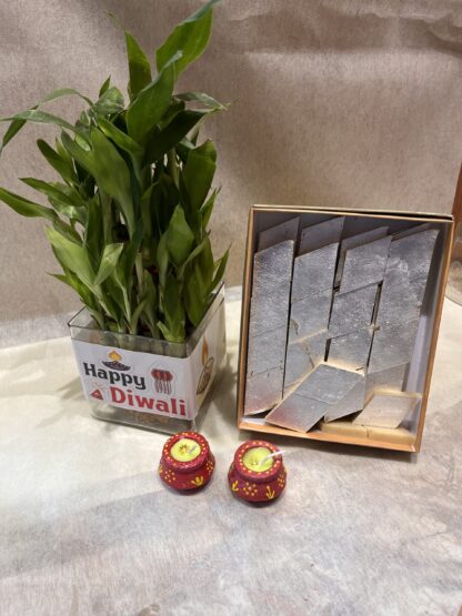 Good-Luck plant-Kaju katli-Diya