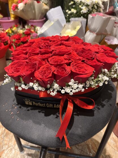 Heart shape Red Roses box Arrangement - Image 2