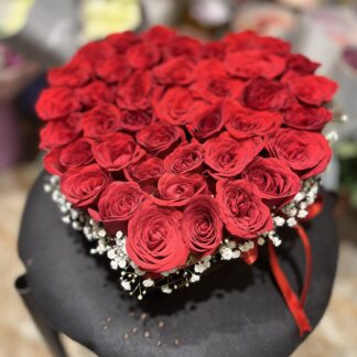 Heart shape Red Roses box Arrangement