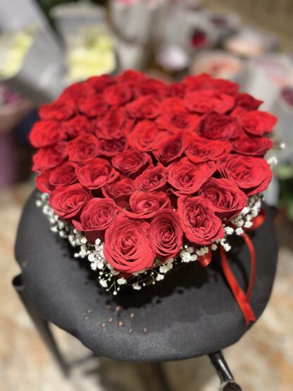 Heart shape Red Roses box Arrangement