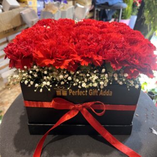 Red Carnations Box Arrangement