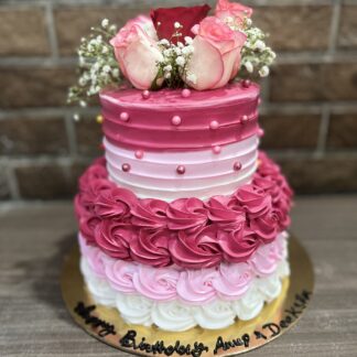 Pink Trio 2 Tier Chocolate Cake