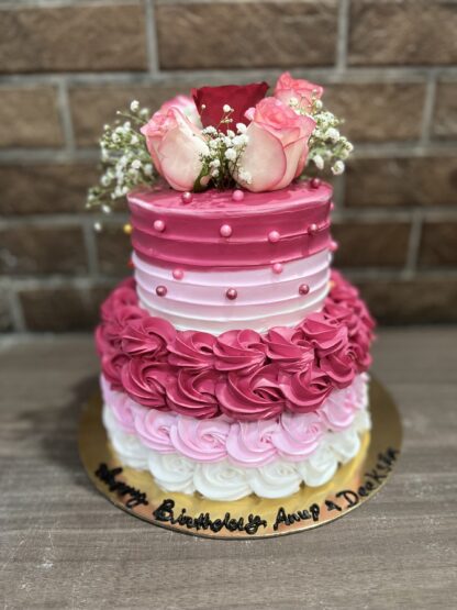 Pink Trio 2 Tier Chocolate Cake