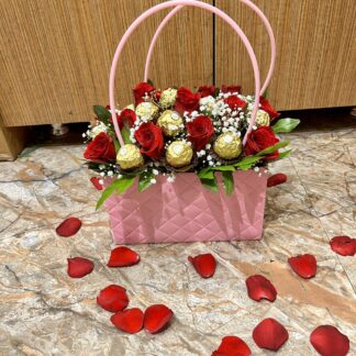 Roses n Chocolate in Pink Handle Bag-By PGA