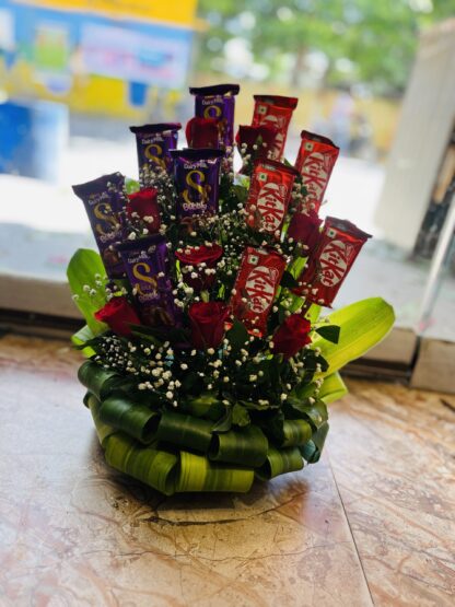 Roses n Chocolates Combo Basket Arrangement-By PGA