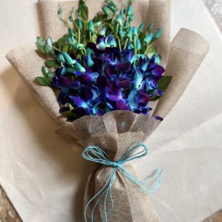 Blue 8 Orchid Jute Bouquet-By PGA