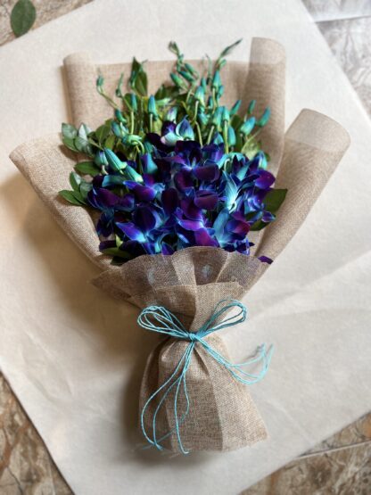 Blue 8 Orchid Jute Bouquet-By PGA