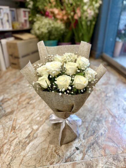 White Roses In Jute-By PGA