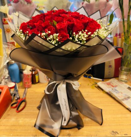 100 Premium Red Roses Bouquet-By PGA