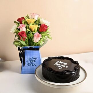 Mix Roses & Chocolate Cake For Dad
