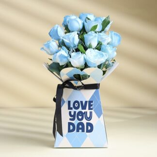 Special Blue Roses Bouquet For Dad