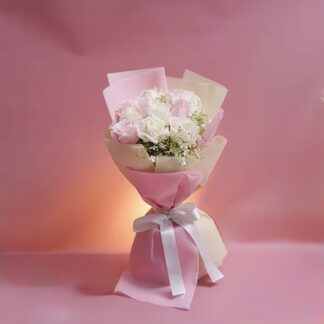 Charming Bouquet Of Pink & White Roses