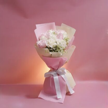 Charming Bouquet Of Pink & White Roses