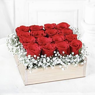 Red Charm In Wooden Tray