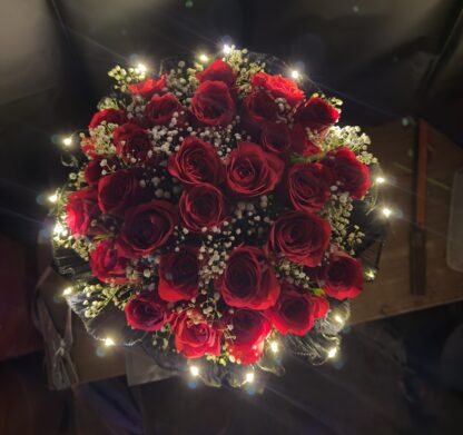 LED Red Roses Brighten Bouquet - Image 2
