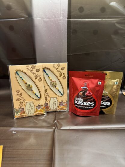 Two Premium Rakhi Set & Kisses Pouch