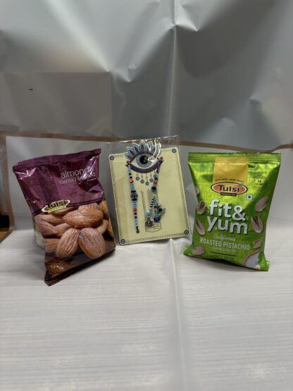 Blue Bhaiya Bhabhi Rakhi Set With Roasted Nuts