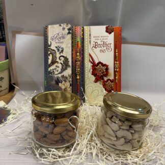Two Rakhi Set With Dry Fruits Combo