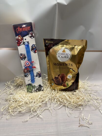 Blue Kids Lighting Rakhi With Moments Pack