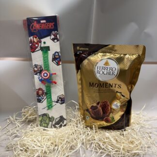 Green Kids Lighting Rakhi With Moments Pack
