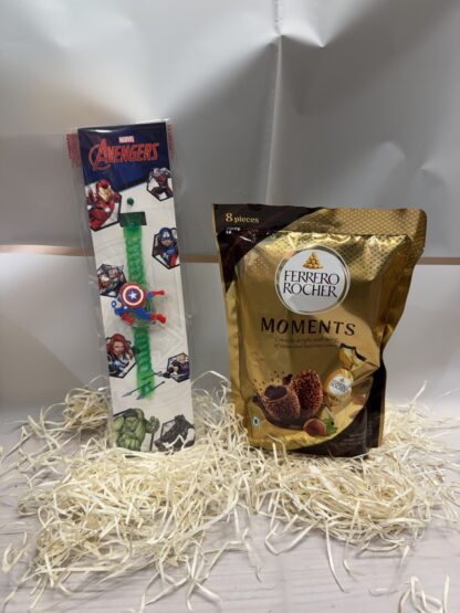 Green Kids Lighting Rakhi With Moments Pack