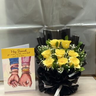 Yellow Roses With Friendship Greeting Card