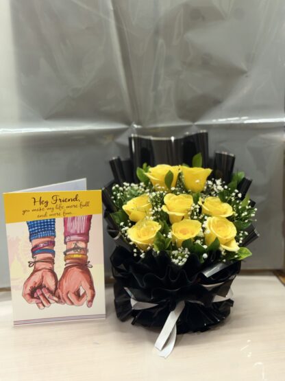 Yellow Roses With Friendship Greeting Card