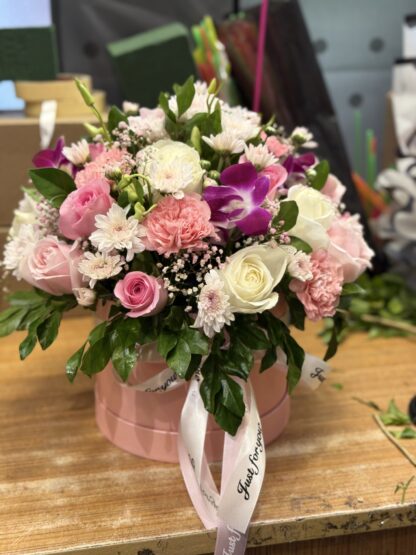 Mix Flowers Pink Charm Box Arrangement-By PGA