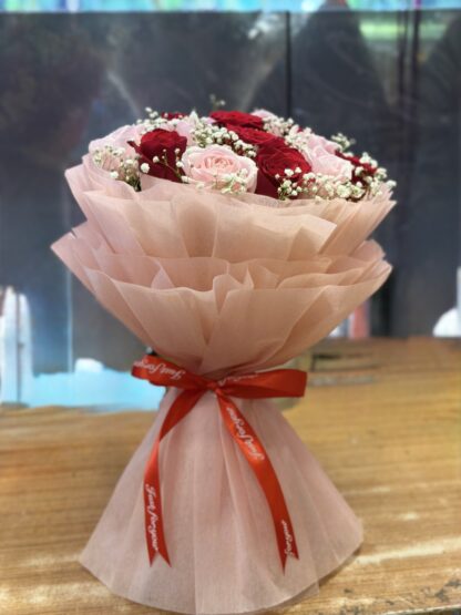 Sweet Pink & Red Roses Bouquet-By PGA