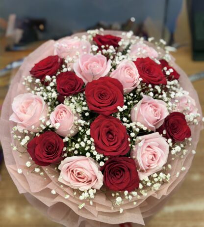 Sweet Pink & Red Roses Bouquet-By PGA - Image 2