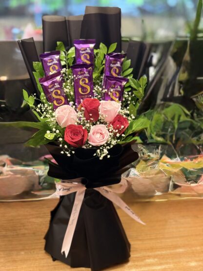 Dashing Black Chocolates & Roses Combo-By PGA