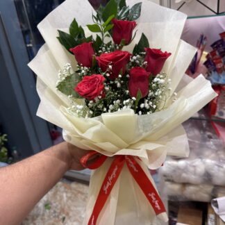 Beautiful Bunch Of 6 Red Roses-By PGA