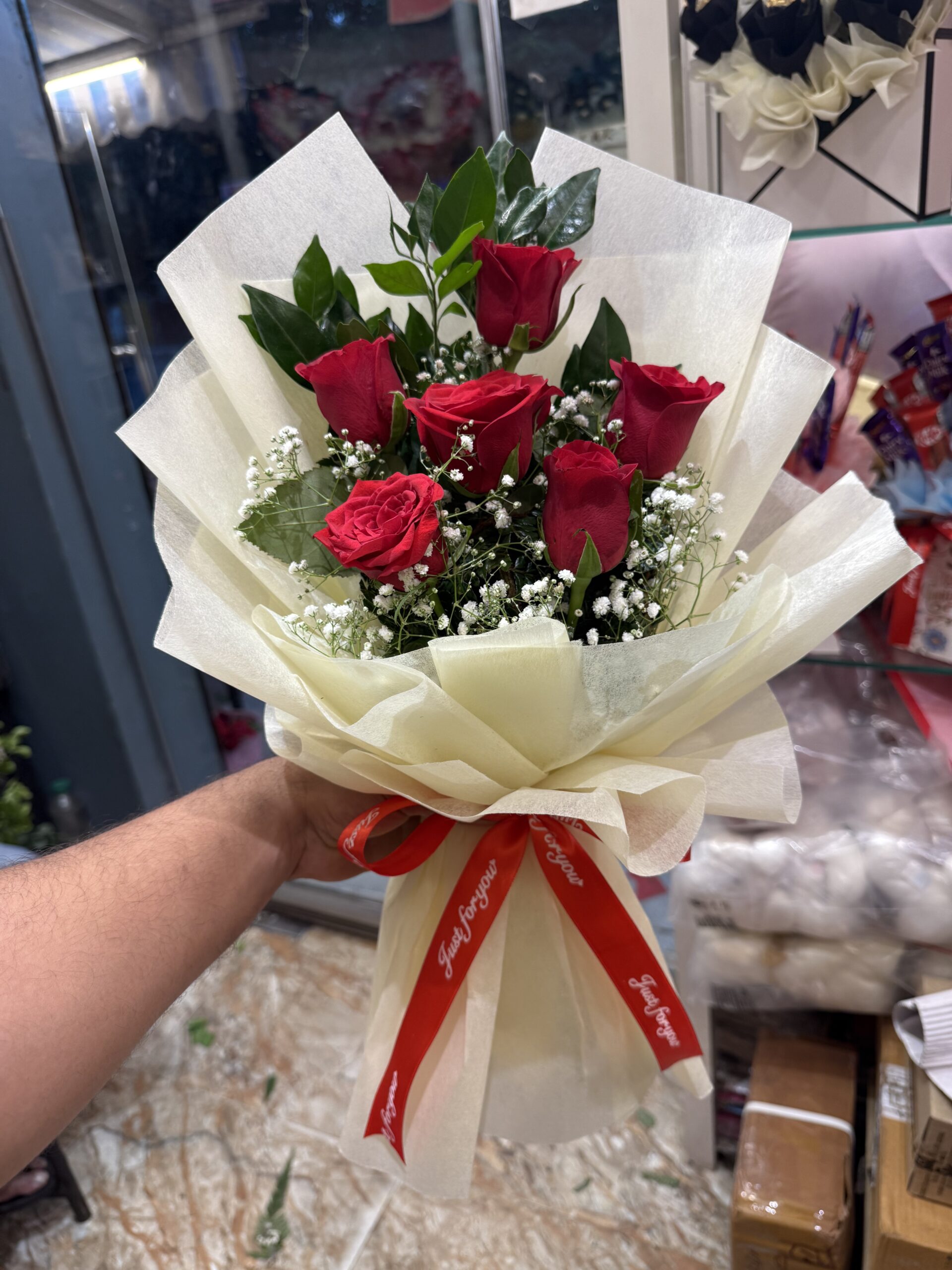Beautiful Bunch Of 6 Red Roses-By PGA