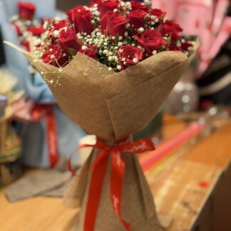40 Red Roses In Jute Wrap-By PGA