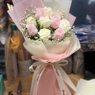 Charming Bouquet Of Pink & White Roses