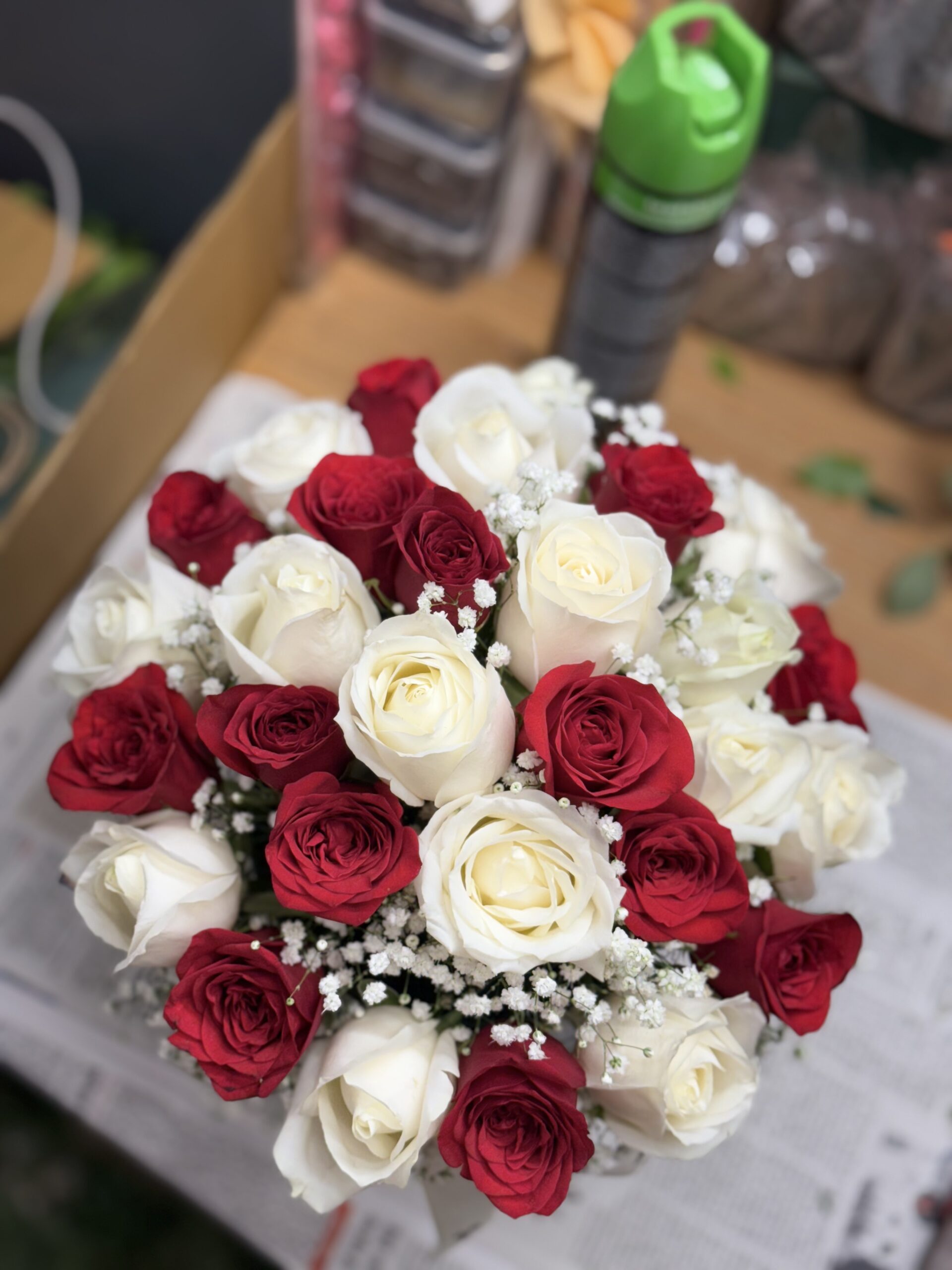 Red & White Roses Box Arrangement-By PGA - Image 2