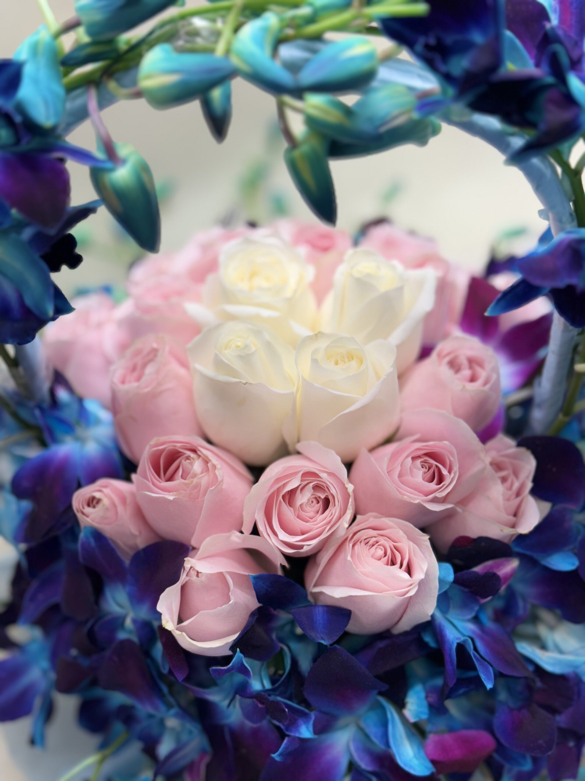 Orchids n Roses Floral Basket Arrangement - Image 3